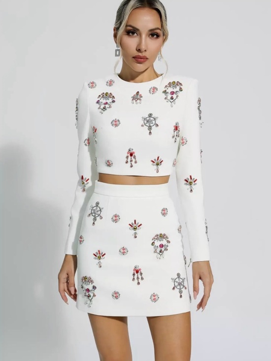 Catchall Dresses & Skirts - Catchall Embellished White Coord Set